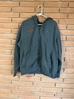 Snap Charcoal Zip-Up Hoodie with Red Logo